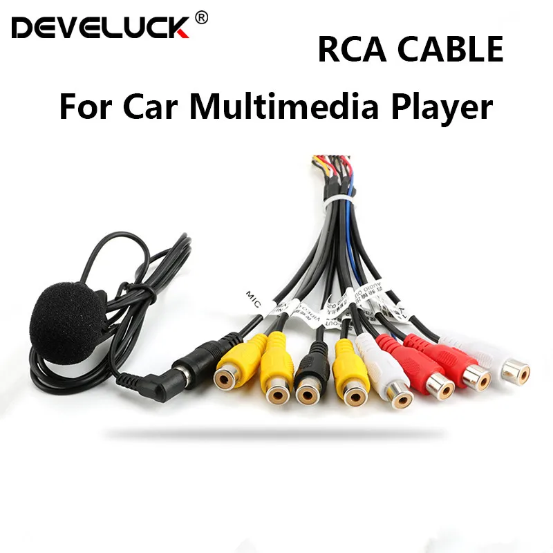 

Universal Car Stereo Radio RCA Output Wire Aux-in Adapter Cable with microphone Video output/input Audio Subwoofer amplification