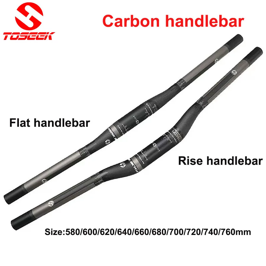 Road MTB Bike Black T800 Carbon Fiber bar Handlebar 31.8*600-760mm 3K Non-slip 