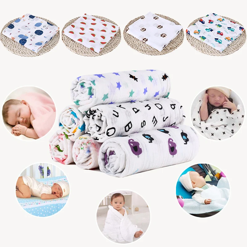Newborn Blankets Stroller-Cover Play-Mat Baby Swaddles Muslin Bath-Gauze Infant-Wrap