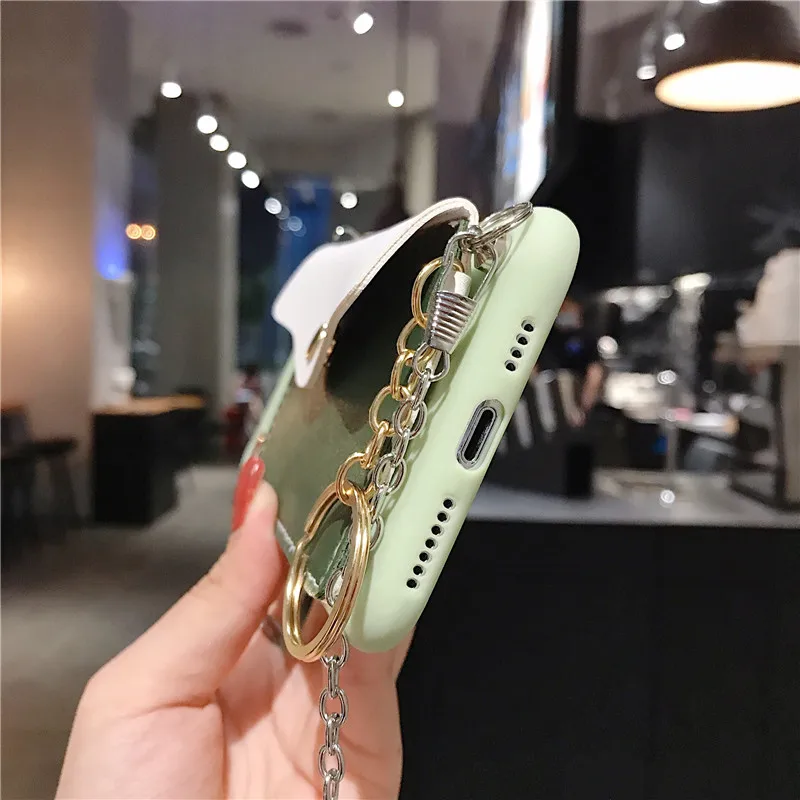 Silver Chain Lanyard Crossbody With Card Pocket Candy Case For Samsung Galaxy A51 A71 A42 A12 5G S20 Fen Edition S20 Ultra Plus