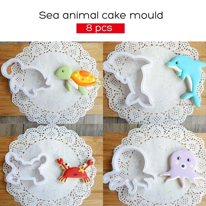 Eco-friendly торта морского дна животных 8 шт./компл. выпечка для вечеринок Fondant(сахарная) формы безвкусный печенья прессформы выпечки сахара Кухня