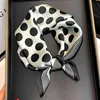 100% Natural Silk Square Scarf Women 2024 dot Print Small Bandana Hair Headscarf Ladies Neckscarf Real Silk Scarves Shawls Wraps 2