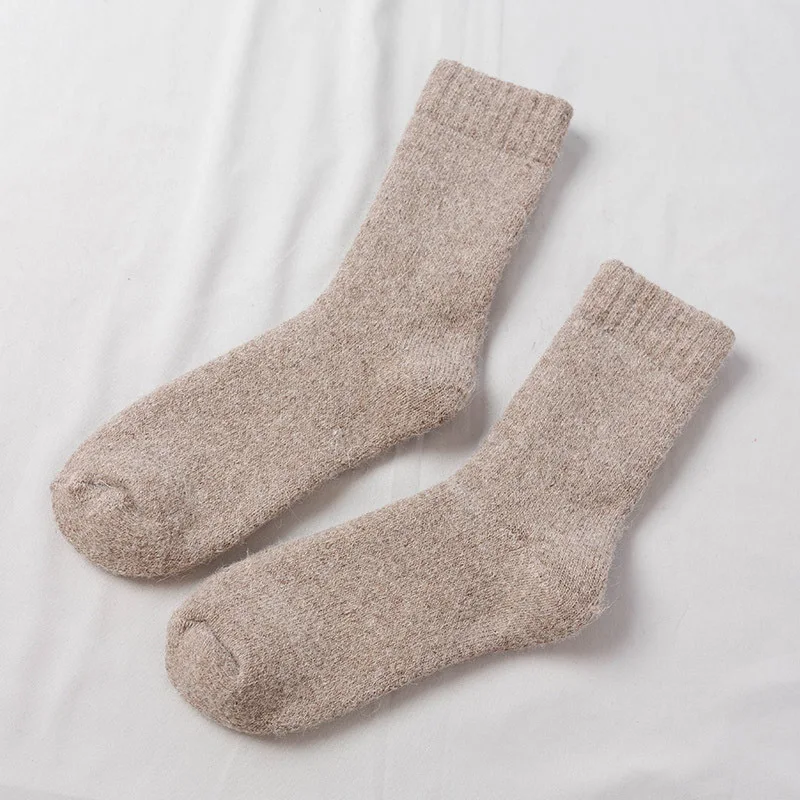 Суперплотные однотонные носки из мериносовой шерсти носки с изображением кролика против холодного снега русские зимние теплые забавные Повседневные носки для мужчин и женщин - Цвет: Khaki men