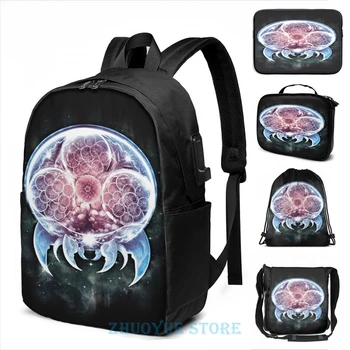

Funny Graphic print The Epic Metroid Organism USB Charge Backpack men School bags Women bag Travel laptop bag
