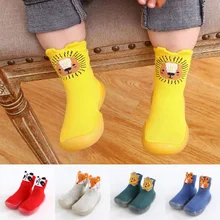 Bebê primeiros caminhantes meias sapatos de inverno outono meninos meninas ao ar livre não desliza joelho alta meia sola de borracha da criança sapatos de chão quente