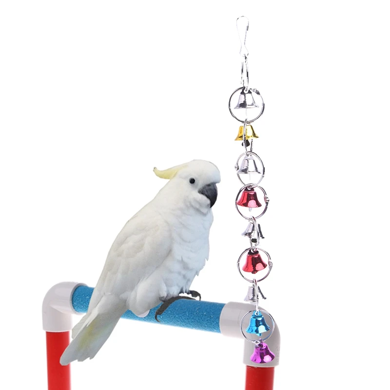 Pet птица колокольчик игрушки жевательное кольцо с фигуркой попугая Подвесные качели для клетки игрушечный попугай