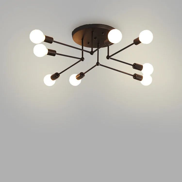 

Multiple Rod Wrought Iron Ceiling Light Retro Industrial Loft Nordic Dome Lamp for Home Decor Dinning Cafe Bar