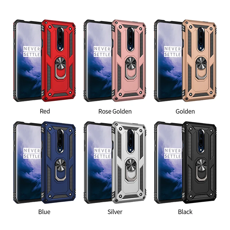 Роскошный армированный противоударный чехол для Oneplus 7 pro с металлическим кольцом-держателем и магнитной подставкой для One plus 7 pro Coque