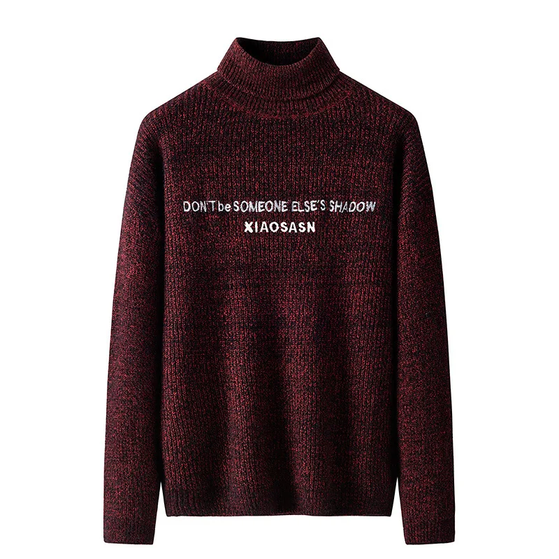 

2019 Autumn & Winter New Style Korean-style Trend Of Fashion Men Casual Sweater High Collar Embroidered Knitted Sweater Tops