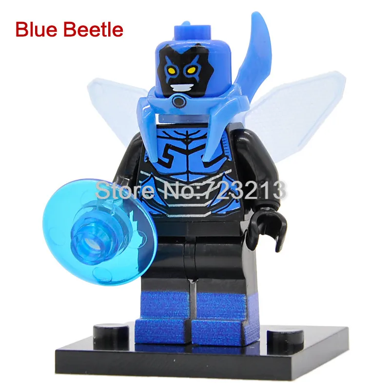 Один супер герой доктор Осьминог фигурка Звездный огонь убийца Крок гриф Катана Мистерио Робин электро сандмен строительные блоки игрушки подарок - Цвет: Blue Beetle