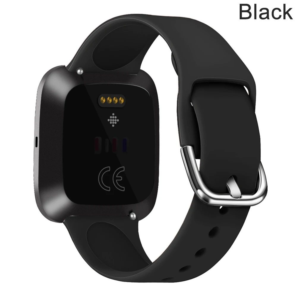 Black Спортивные часы ремешок для Fitbit Versa Классический мягкий силиконовый браслет на запястье умные часы сменный ремешок для Fitbit Versa 2 1 - Цвет: Black