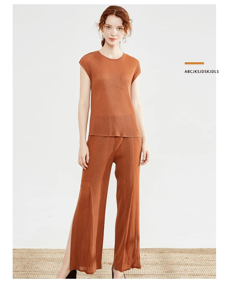 New T-shirt with round collar+ autumn irregular coat slim women's+ open-ended trousers casual three-piece suit pant set