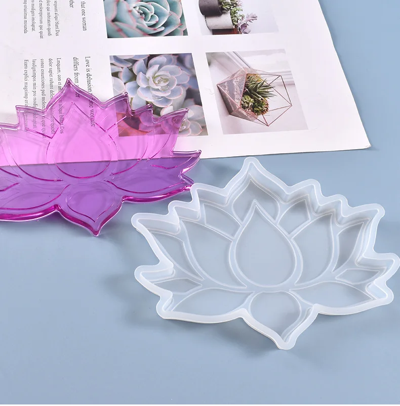 DIY Crafts Jewelry Decorations Making Tools Crystal Epoxy Resin Lotus Coaster Tray Cup Mat Silicone Mold