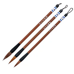 Pinceles de escritura de madera de 3 piezas, pelo de Lobo, caligrafía tradicional China, pintura, práctica, Festival, Couplets, escritura Regular, suministro