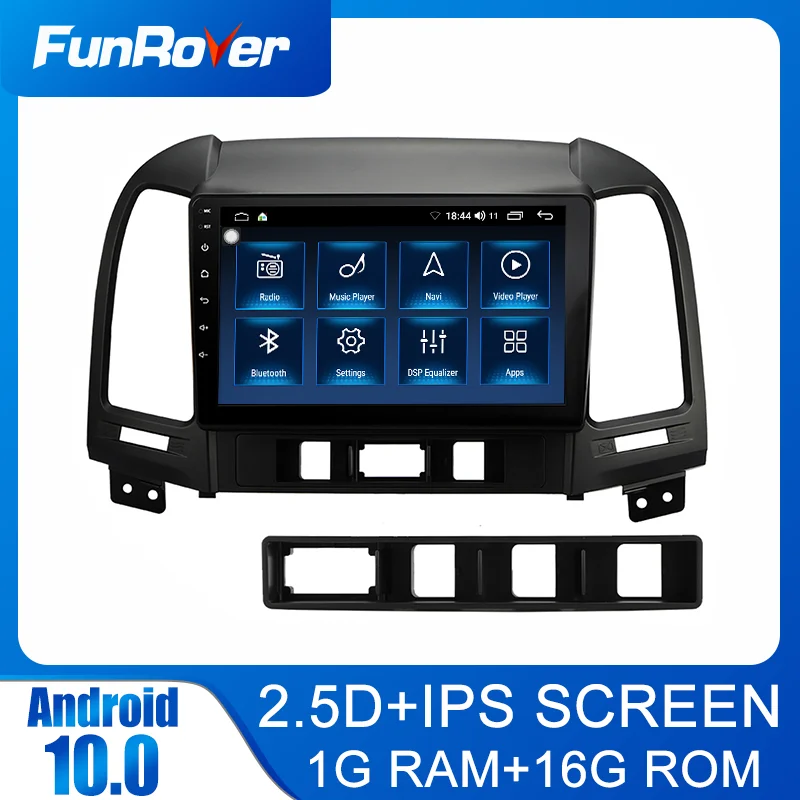Funrover Android 10 0 2din dvd для Hyundai Santa Fe 2 2006 2012 автомобильный Радио Мультимедиа Видео плеер