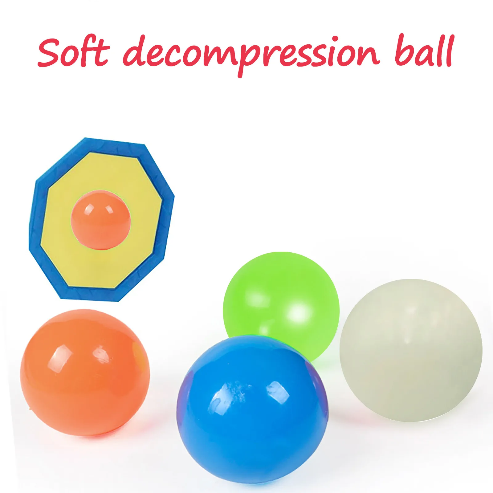 4X Fluorescent Sticky Wall Ball Sticky Target Ball Decompression Toy Kid Gift 