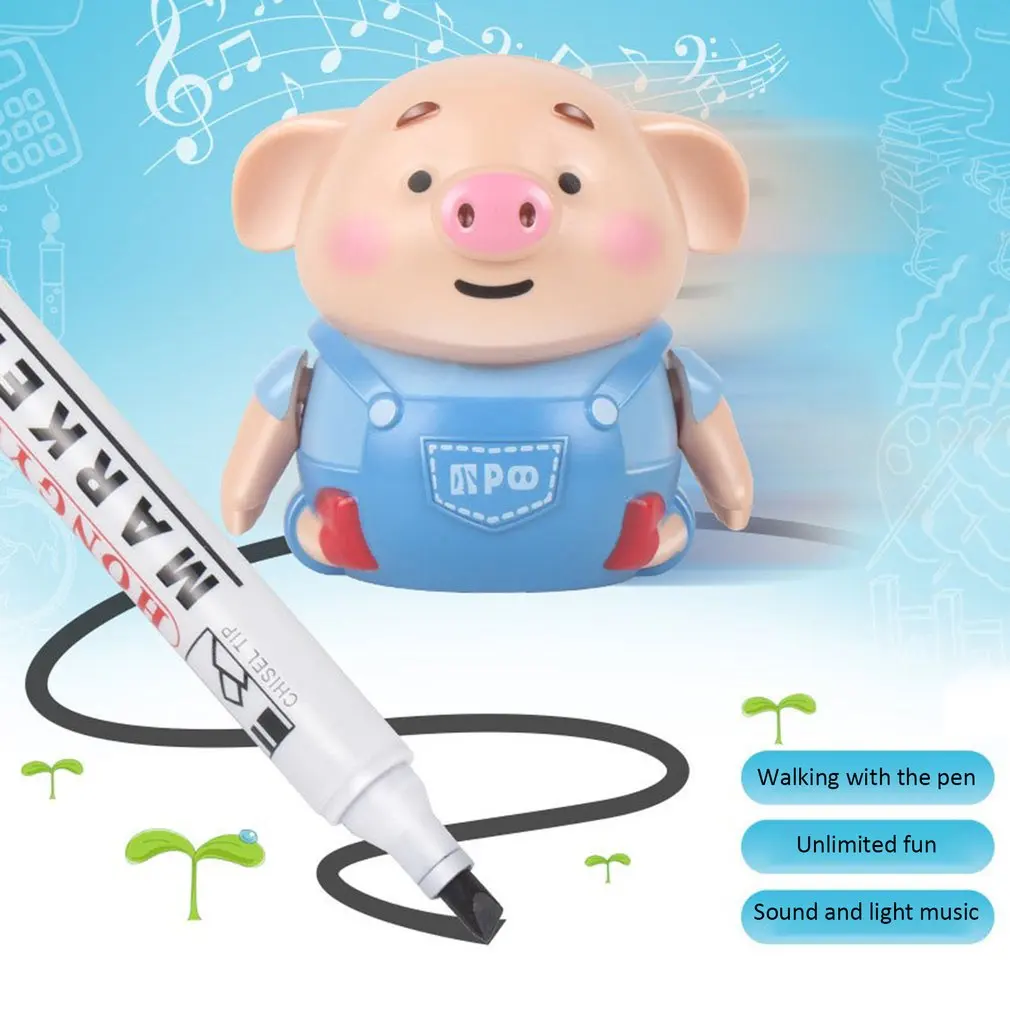 Mini véhicule électrique mignon cochon Robot stylo inductif à distance Radio véhicule avec lumière musique éducation jouet améliorer la créativité imagination