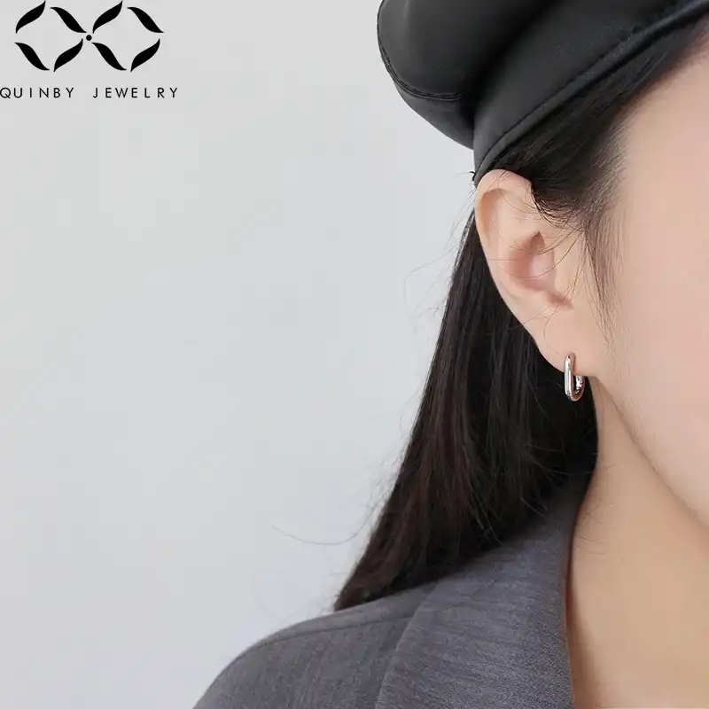Куинби серьги из стерлингового серебра 925 пробы для женщин минимализм геометрические серьги-кольца ретро вечерние aretes девушка подарок круглые серьги-обручи Q5