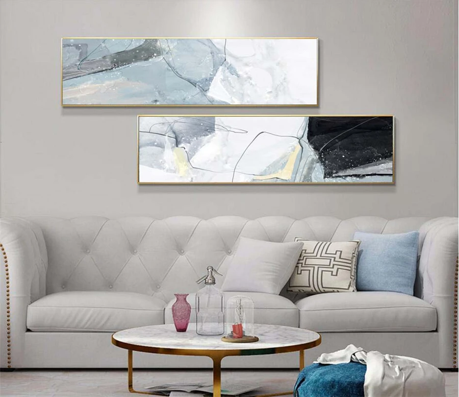 Marble Texture Abstract Poster Black Blue Wall Art Print Modern Style Canvas Ink Painting Nordic Decorative Picture Home Décor | Дом и сад