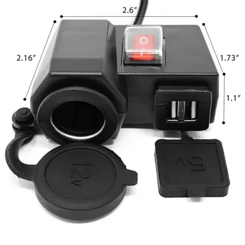 

Motocycle Multi-function Dual USB Port 12V Waterproof Motorcycle Handlebar Charger Cigarette Lighter Adapter Power Supply Socket