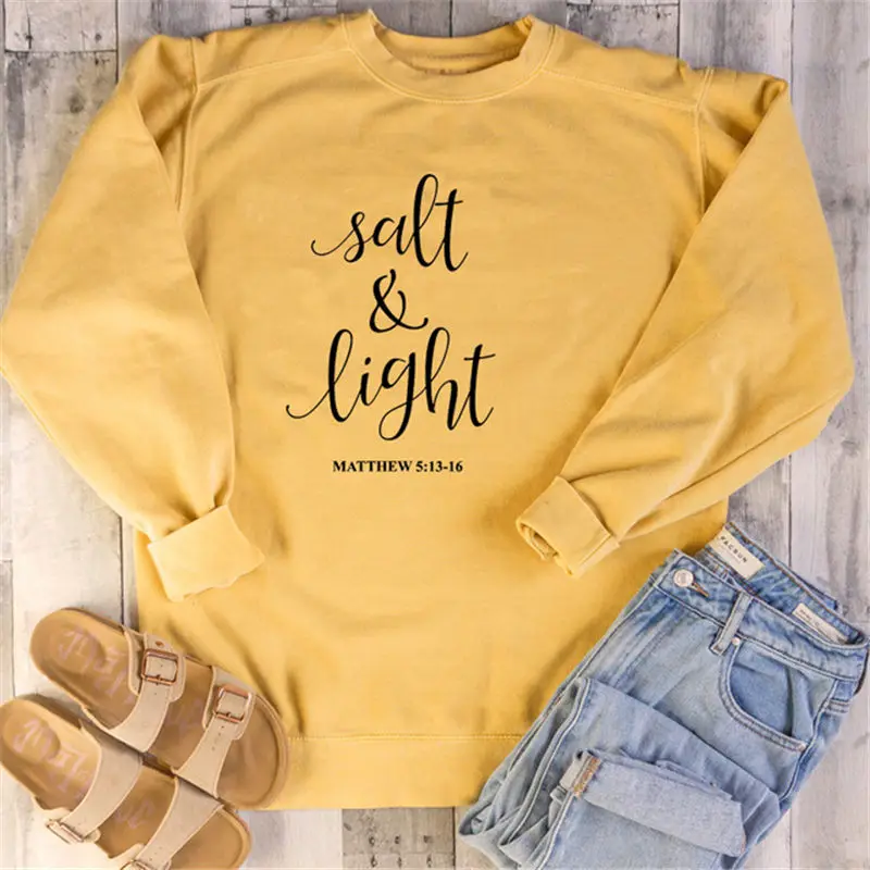 Salt& Light/Повседневная Женская толстовка с графическим рисунком; стильные Стильные топы; большие размеры; христианская толстовка с круглым вырезом; пуловер; Прямая поставка