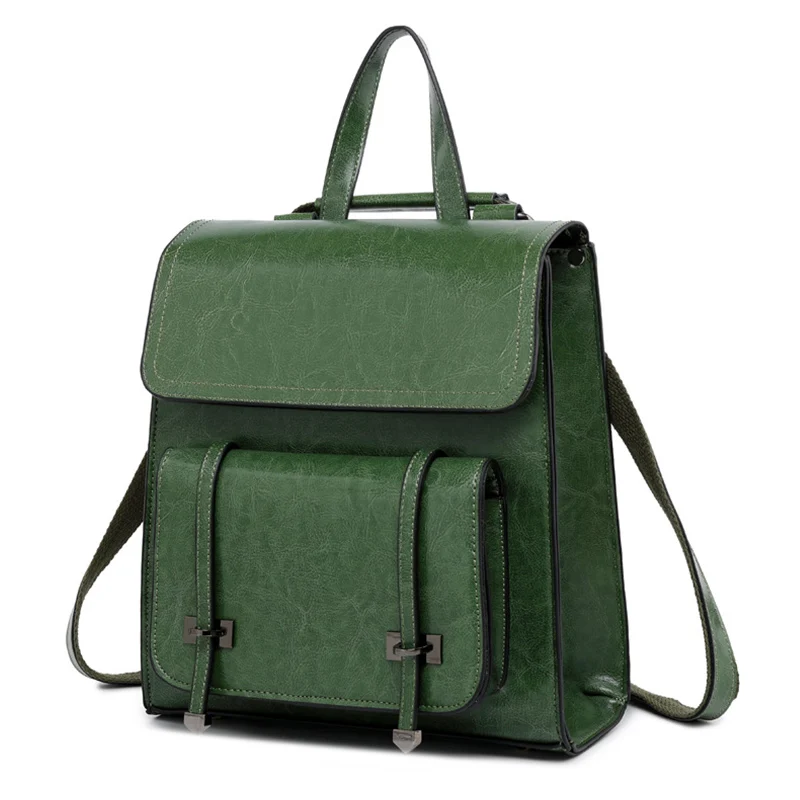 Женский рюкзак REALER для девочек-подростков, высококачественный рюкзак из спилка, винтажная школьная сумка, Большая вместительная сумка на плечо - Цвет: Зеленый