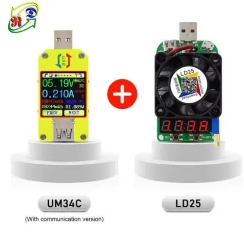 UM34 and LD25 UM34C USB 3,0 тип-c измеритель напряжения тока тестер заряда батареи+ приложение для Android - Комплект: UM34 and LD25