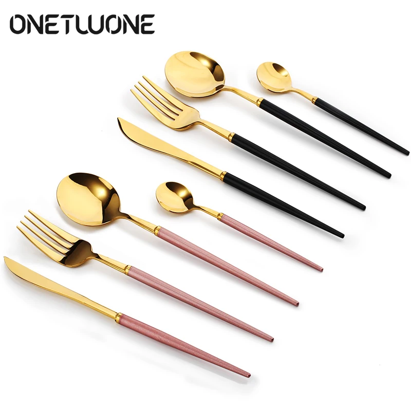 

Dinnerware Set 304 Stainless Steel Knives Forks Spoons Cutlery Knife Fork Set Home Party Flatware Tableware Set