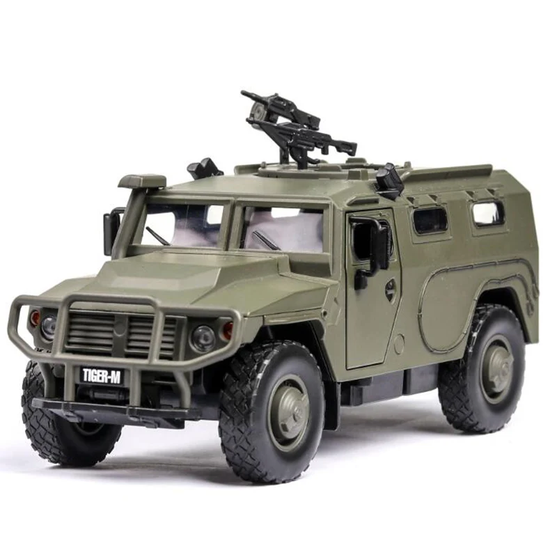 1/32 масштаб моделирование военный Тигр взрывозащищенный бронированный автомобиль сплав литья модель звук и легкие игрушки для детей