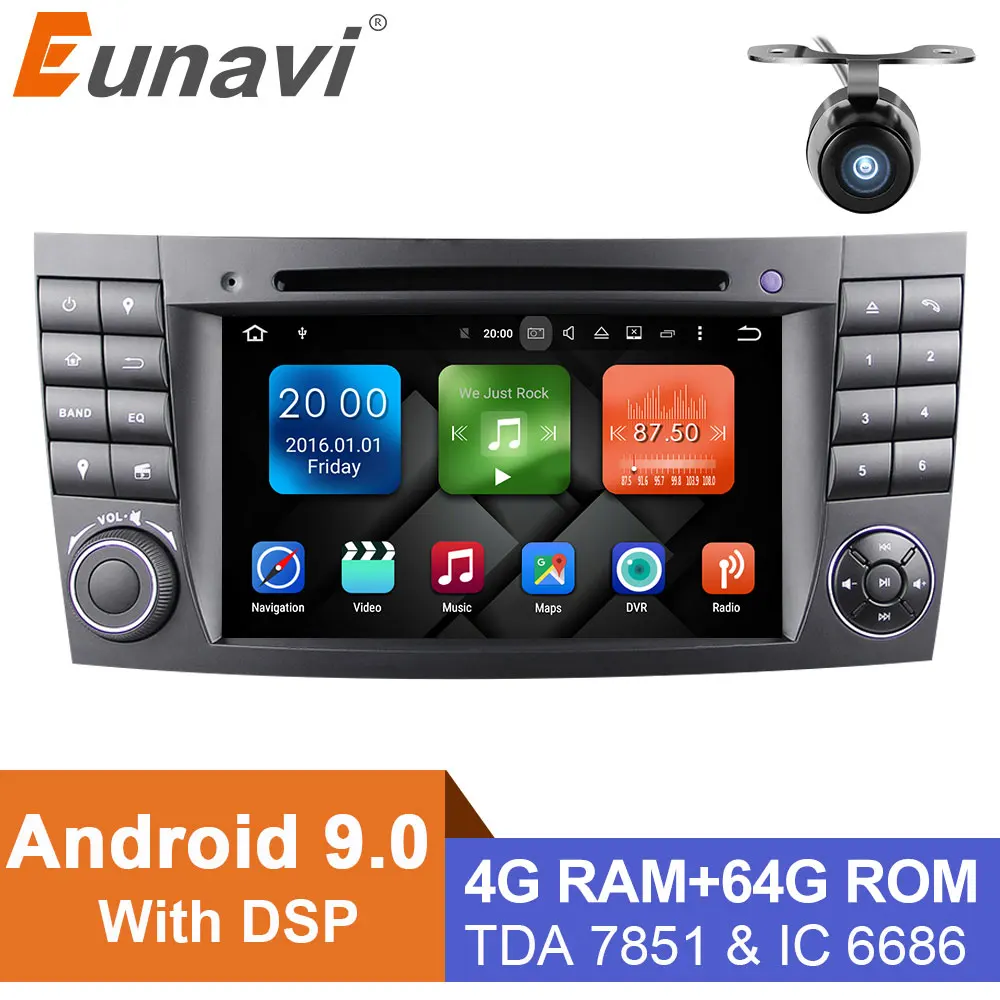 Eunavi 2 Din Android 9 автомобильный мультимедийный плеер для BENZ W211 CLS W219 CLK W209 g класс W463 7