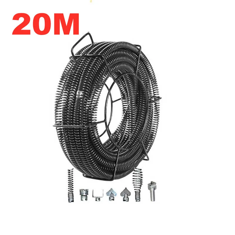 9/15/20m Length Long 16mm Out Diameter Sewer Electric Dredging Device Extension Spring Pipe Cleaning Tool Cleaner With Connector