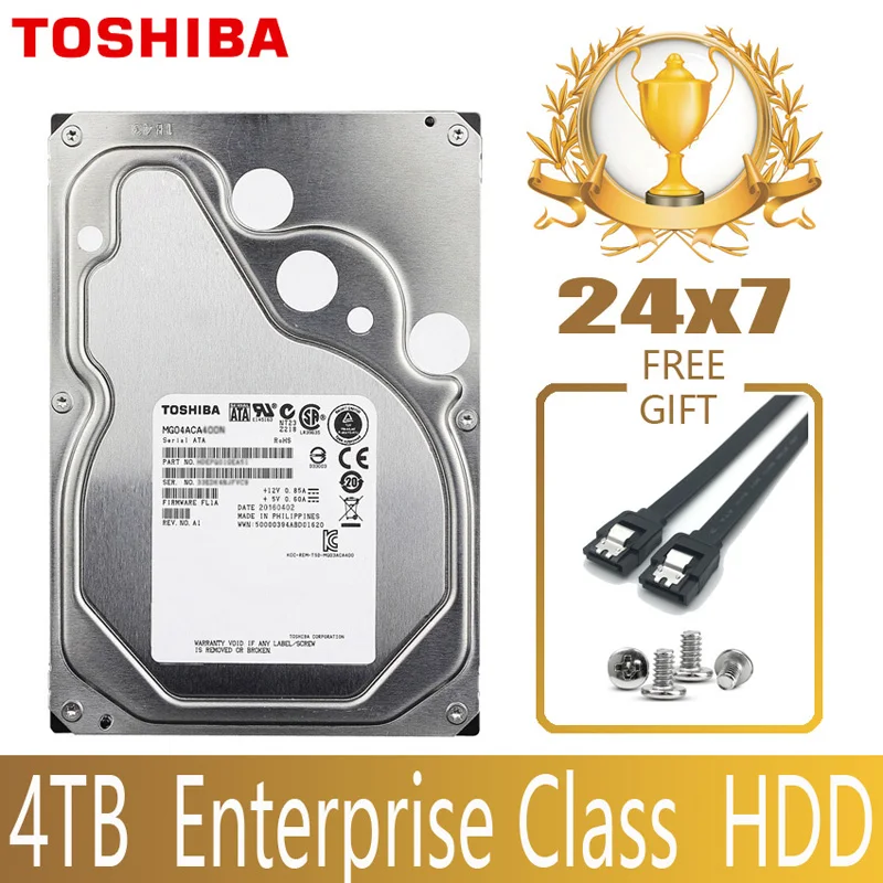 US $106.99 30% СКИДКА|TOSHIBA 4 ТБ корпоративный класс жесткий диск HDD HD встроенный SATA III 6 ГБ/сек. 7200 об/мин 128M 3,5