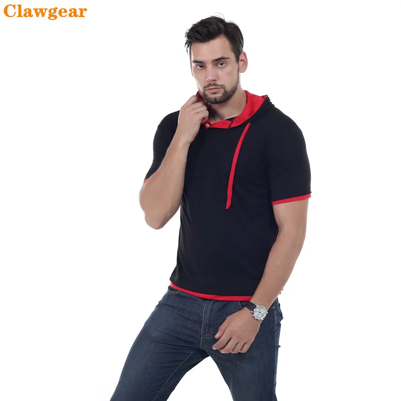 2019 новая мужская футболка Clawgear летние тонкие футболки для фитнеса с капюшоном с коротким рукавом мужские Camisa Masculina Спортивная футболка Slim