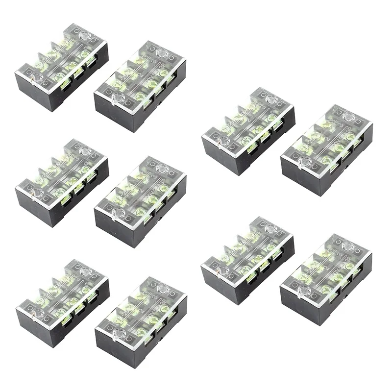

600V 25A Dual Row 3 Position Screw Barrier Terminal Block 10 Pcs