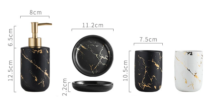 Ensemble Accessoires Salle De Bain Céramique Noir 4 Pièces – Élégant & Pratique