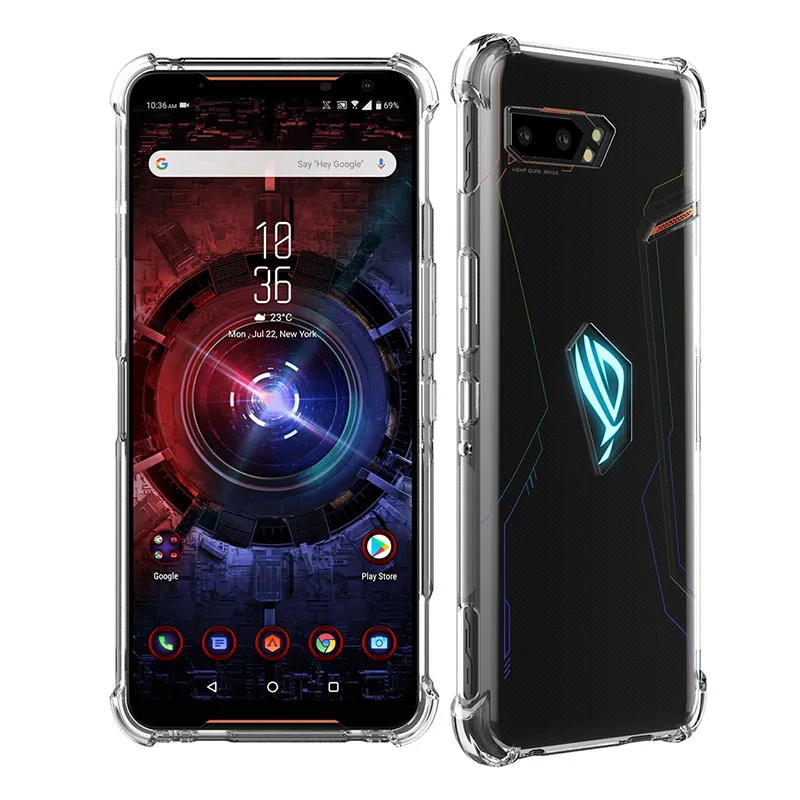 Противоударный мягкий ТПУ чехол для Asus ROG Phone 2 Чехол для Asus ROG Phone II с закаленной пленкой