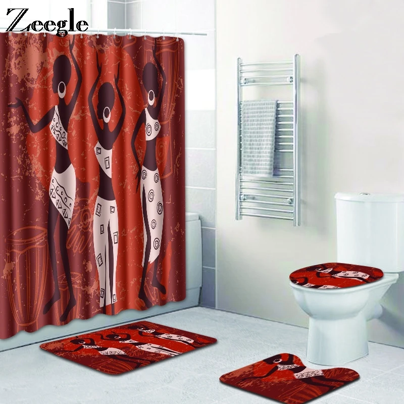 Zeegle Bathroom Mat Set Anti Slip Toilet Pedestal Rug Flannel Toilet Seat Cover Absorbent Bathroom Carpets Washable Toilet Set