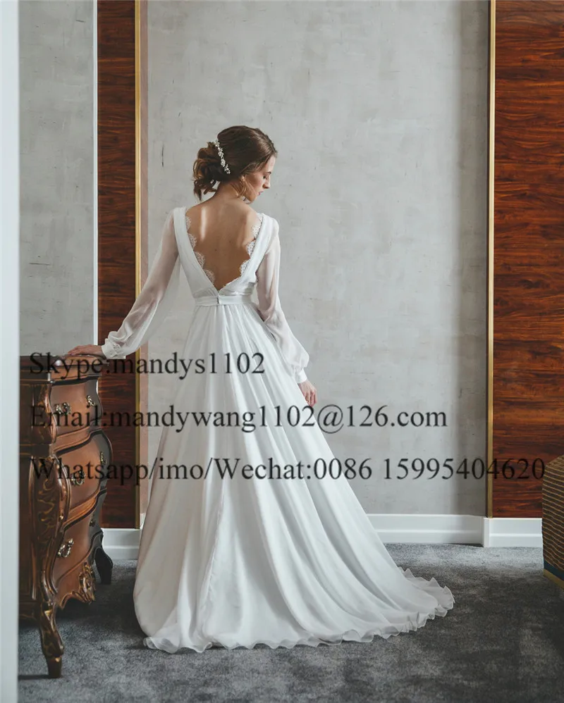 Mbcullyd с расклешенными рукавами Boho свадебный наряд воздушная шифоновая Свадебные платья, платья невесты дешевая распродажа Bohemia vestido de noiva