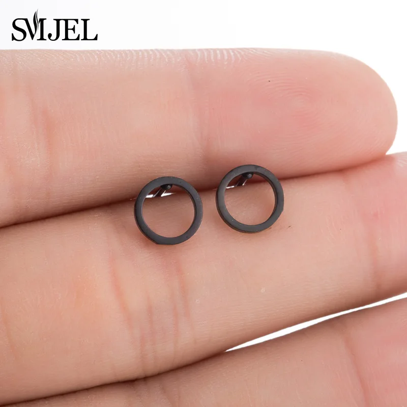 Minimalist Hollow Small Round Earrings for Women Hiphop Stainless Steel Black Circle Earings Ear Studs For Friend Boyfriend Gift Ha1b8c4ebd17b4f43aeb0a1c8d7498f58z