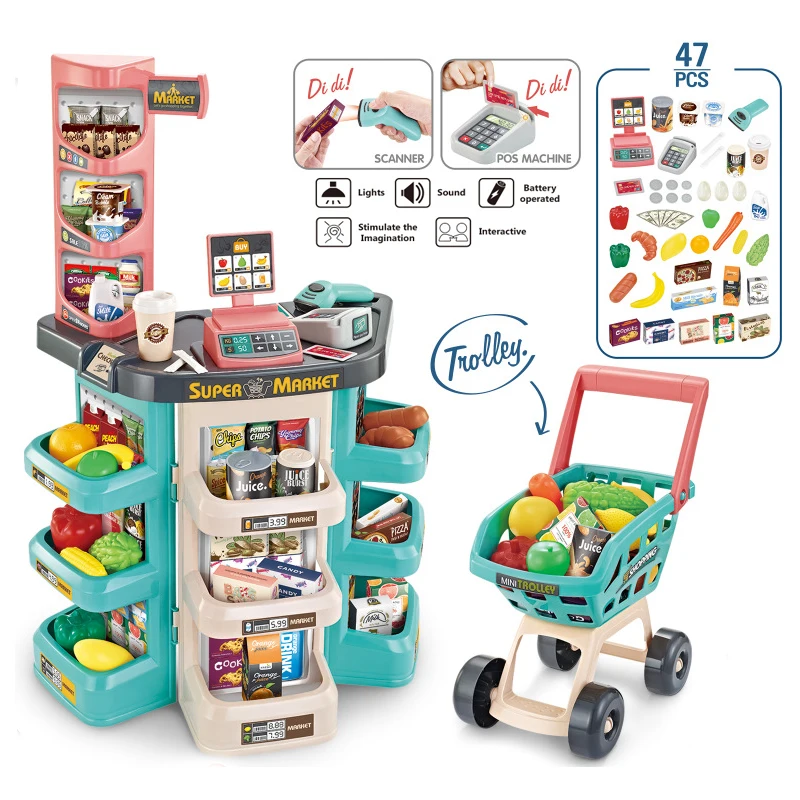 Детский магазин супермаркет корзина для покупок кассовый аппарат овощи еда