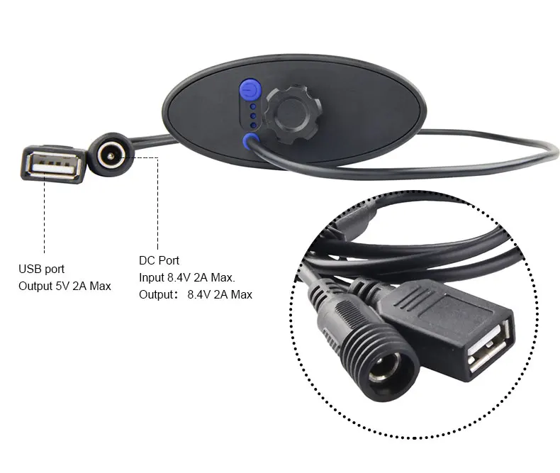 Trustfire Dual Voltage Output 8.4V 5V Bicycle Lamp Power Box for 2/4/6 18650/26650 Batteries W/ Strap Optional 100-240V Adaptor