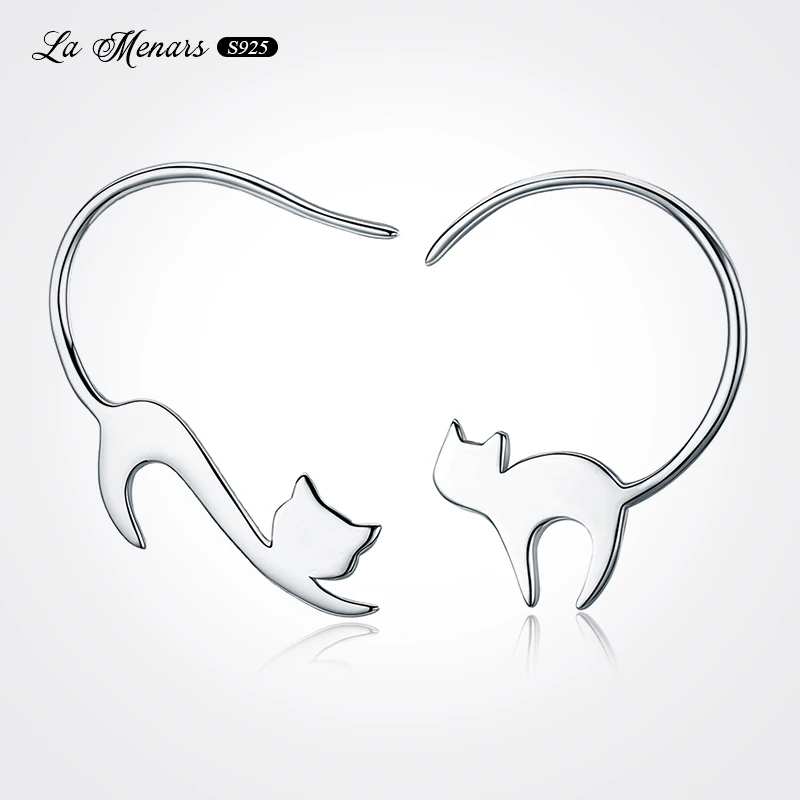 Flower Butterfly Cat Dangle Earrings Women 2021 Original European Style Genuine Silver Plating Jewelry Small Fresh Style