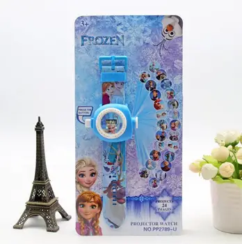 

Disney princess Children's cartoon 3D 24 figure projection watch student educational toy watch boy girl gift Frozen Elsa watch