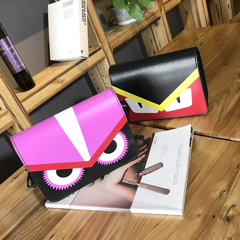 

2018 New Style Korean-style Small Fox Printed Women's Square Sling Bag Owl Shoulder WOMEN'S Bag Contrast Color Mobile Phone Bag