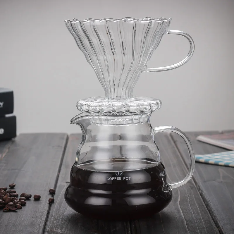 

800ml/360ml Coffee Percolators Coffee Dripper and Pot Set for Japness Style V60 Glass Coffee Filter Reusable Coffee Filters