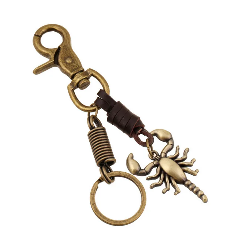 

Men Retro Cattle-leather Key Ring Alloy Mouth Scorpion Ornaments Pendant Girl'S Backpack Pendant