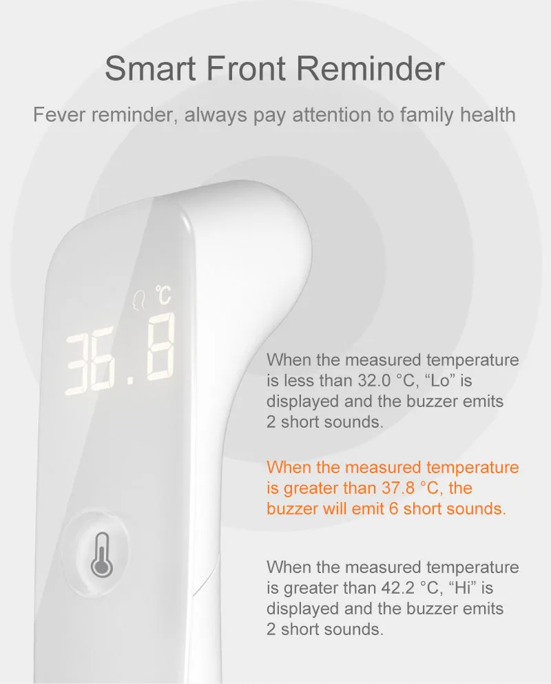 Ihealth T08 LED Infrared Thermometer Digital Infrared Forehead Body LED Full Screen Smart Body Thermometer for Baby Kids Elders