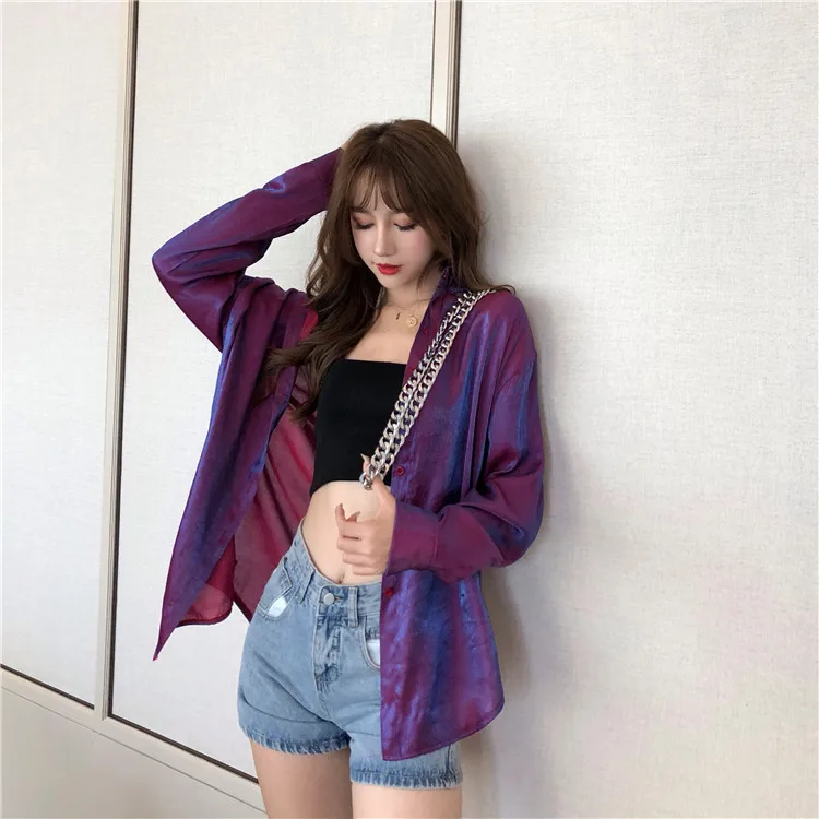 

Photo Shoot 2019 WOMEN'S Dress Autumn Mermaid Ji Polarized Light Shirt + High Waist Pendant Sense Wide-Leg Straight-Cut Mopping