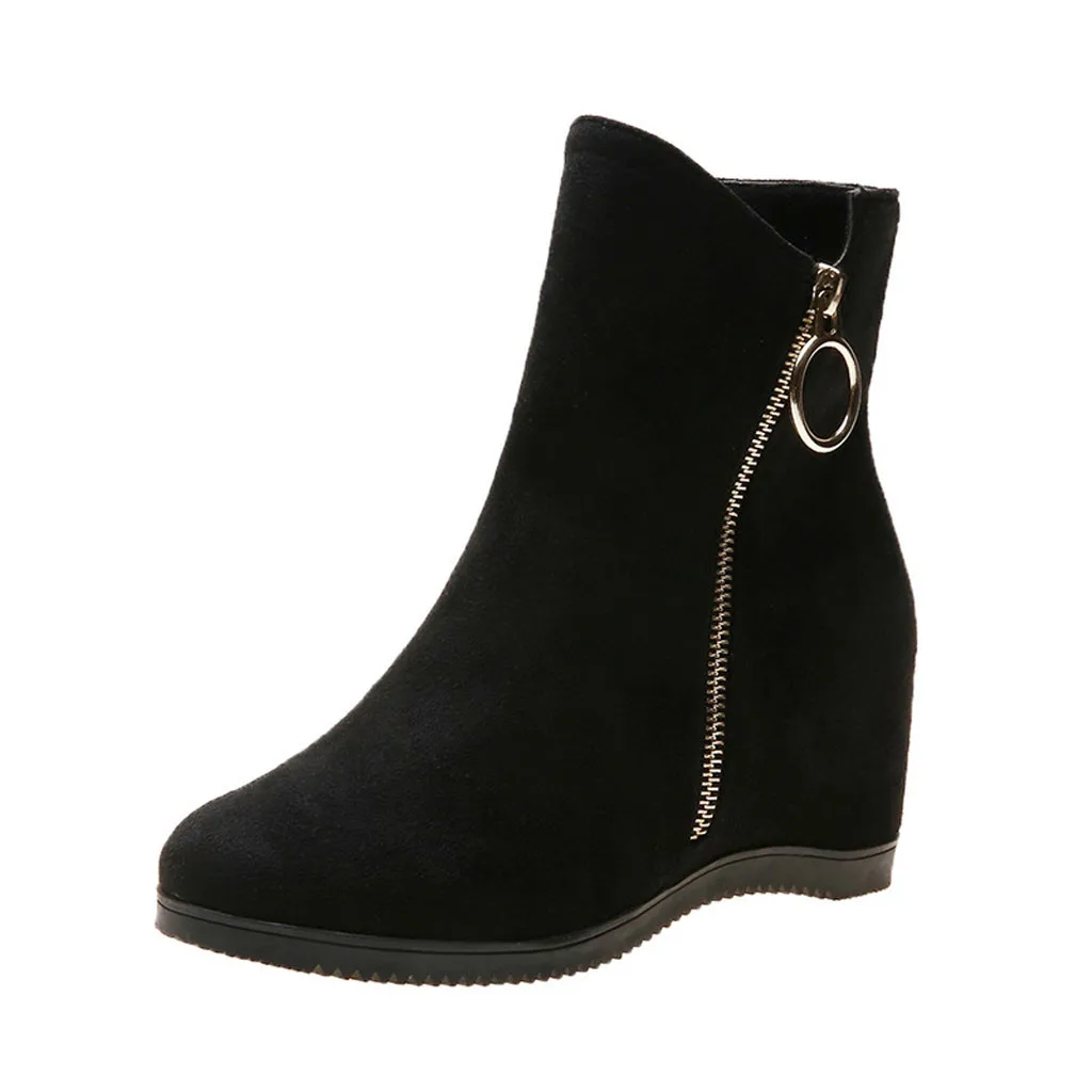 

SAGACE Women's Ankle boots for women Low Heel Western Side Zipper Round Toe Solid Color Boots Women Sewing Casual Footwear 2019