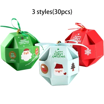 

30pcs Kraft Gift Bag Box Paper Candy Boxes Bags Merry Christmas Present Pouch Xmas Tree Pattern Cupcake Sweets DIY Party Favor
